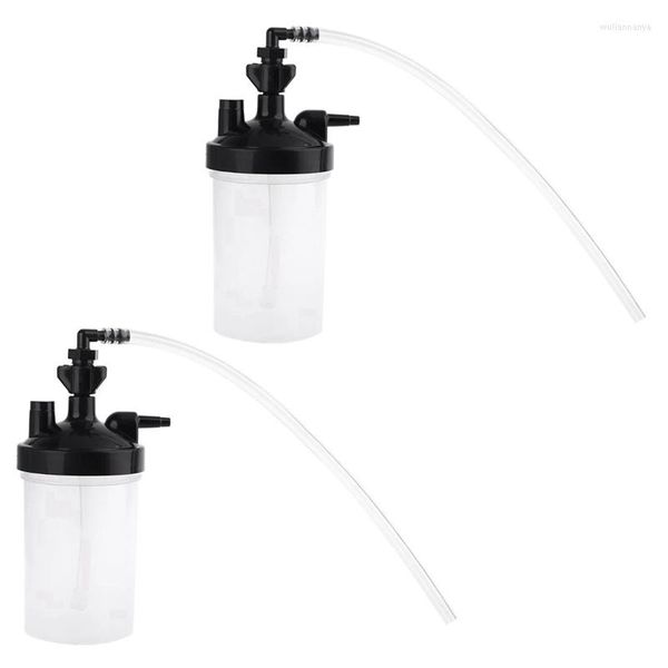 Botellas de almacenamiento 2x Humidificador Botella de agua y conector de tubo Codo 12 pulgadas para concentrador de oxígeno H58C