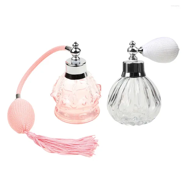 Botellas de almacenamiento 2x Vintage Crystal Perfume Bottle Long Bulb Tassel Atomizer 100ml22