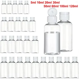 Botellas de almacenamiento 3/5/10pcs Botella de viaje 5ml/10ml/30ml/50ml/60ml/100ml/120 ml Capa de volteo de plástico vacío para crema de loción líquida