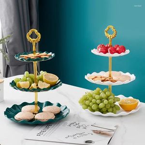 Bouteilles de stockage 3 couches de fruits Snack plat assiette Cupcake Desserts bonbons Buffet Stand tour de mariage gâteau Dessert plateau outils organisateur