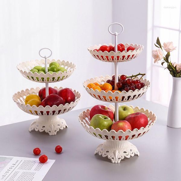 Bouteilles de stockage 3 couches multicouche assiette de fruits Table bol créatif moderne Style nordique Snack panier vaisselle ménage