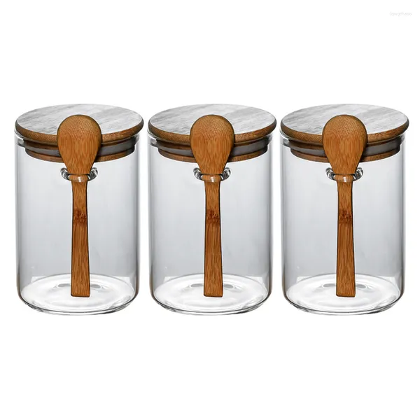 Botellas de almacenamiento 3 PCS Tank de aire Liberio de comida Tapa de la cocina Jarra de cocina Saltadora de fruta seca Cereal Bottle Glass multifuncional