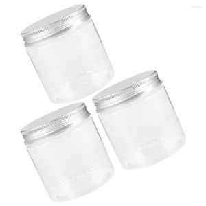 Opslagflessen 3 Stuks Aluminium Deksel Mason Jars Jam Met Deksel Plastic Honingpot Afdichting Kleine Fruitcontainer Huisdier Heldere Suiker Scrub Afdichting