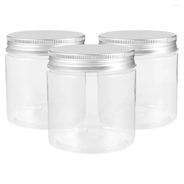 Botellas de almacenamiento 3 PCS Tapa de aluminio Tarros de masón Sellado Plástico Mermelada de miel Pet con tapa pequeña