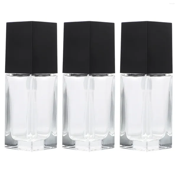 Botellas de almacenamiento 3 PCS Amber Glass recargable Botella Bomba de loción Squre