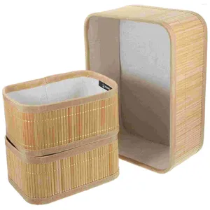 Bouteilles de rangement 3 pièces panier en bambou organisateur de tissage organisateur de maison tissage artisanat tissé caisse de bureau intérieure