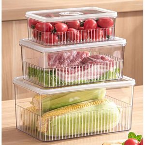 Bouteilles de rangement 3 pcs Clear Food Container Ensembles avec temps Enregistrement du fromage non glissant