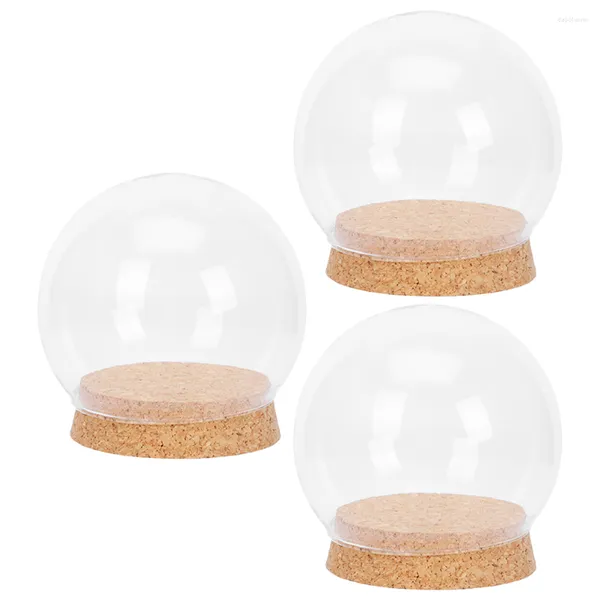 Botellas de almacenamiento 3 PCS Cloche Bell Jar Caja de exhibición transparente Soporte de pastel Cubierta de vidrio Globe Globe Cupcake