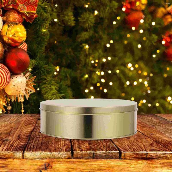Bouteilles de rangement 3 PCS Cookie Tin avec couvercle Tins Food Container Festival Biscuit Conteners Tinplate Couges de bonbon Round Christmas Gift Box Sweet