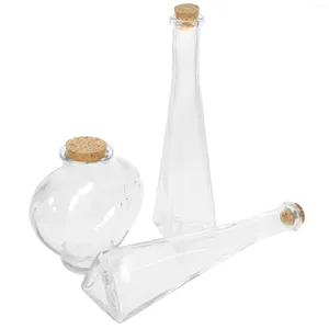 Bouteilles de stockage 3 pièces bouteille vide verre clair bricolage souhaitant des bocaux de Table de sable Origami artisanat Mini dérive de liège