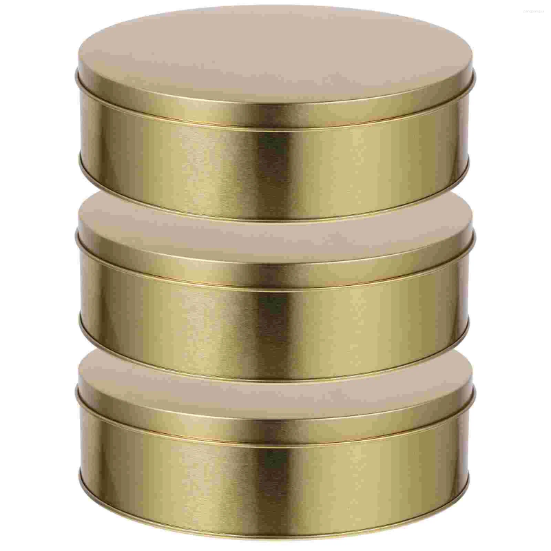 Storage Bottles 3 Pcs Holiday Candy Tin Round Containers Food Sugar Case Tinplate Cookie Tins