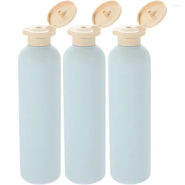 Botellas de almacenamiento 3 PCS Botella de loción con tapa abatible azul claro 260 ml Gel de ducha Champú Dispensador de agua Viaje