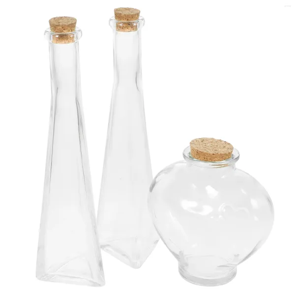 Bewaarflessen 3 stuks Minifles Decoratief Miss Globe Ceremony Karaf Glas met kurk