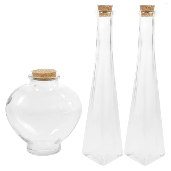 Bouteilles De Stockage 3 Pcs Mini Bocaux En Verre Souvenir Sable Bouteille Décorative Souhaitant Ornement Dérive Couverture Vide