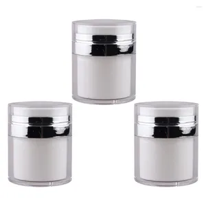 Opslagflessen 3 pc's Druk op crème Jar Cosmetica Container Lotionpompfles met deksel lege PP Airless