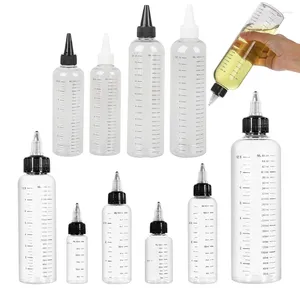 Bouteilles de rangement 30 à 500 ml Dye capillaire vide bouteille rechargeable en plastique avec pigment de capuchon de torsion de torsion à l'échelle graduée