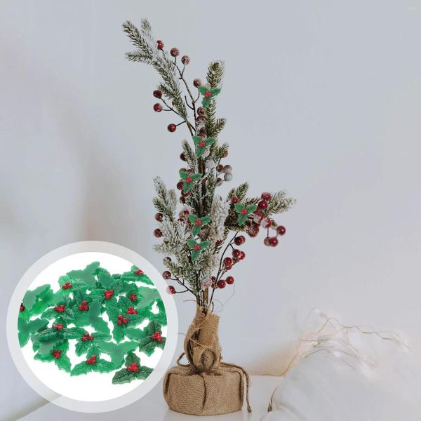 Botellas de almacenamiento 30 piezas Suministros de micropaisaje navideño Decoraciones de bayas de acebo Accesorios verdes Mini adornos Manualidades DIY