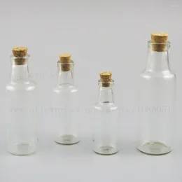 Botellas de almacenamiento 30 x 12 ml 15ml 25ml 35ml Viiales de botella de vidrio transparente con frascos de deriva de corcho para la boda Decoración de regalos