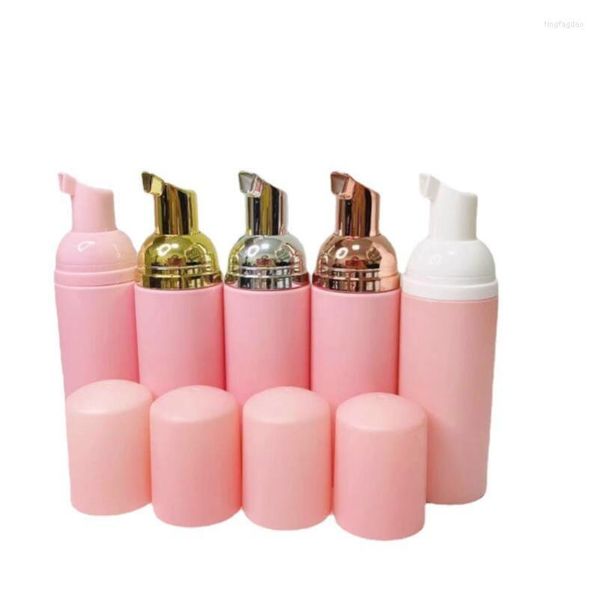 Bouteilles De Stockage 30 X 2 OZ 60ml Pompes À Mousse En Plastique Rose Mat Vides Cosmétique Cils Nettoyant Shampooing Bouteille Rechargeable Avec Or Rose Argent