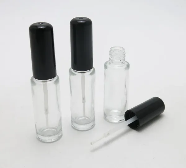 Botellas de almacenamiento 30 x 8 ml Polsina de uñas vacío Botella de vidrio transparente Empacaje de vidrio Negro Contenedores de tapa de pincel negro Accesorios separados