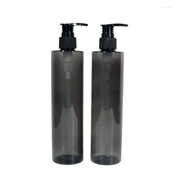 Botellas de almacenamiento 300ML 10oz Botella de plástico PET con bomba de loción Champú de hombro plano Gel de ducha Dispensador de jabón Cuidado de la piel 10 piezas