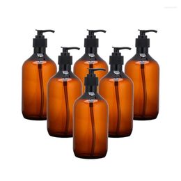 Opslagflessen 300 ml Amber Plastic lege squeeze fles met zwarte lotionpomp voor body douchegelpotten