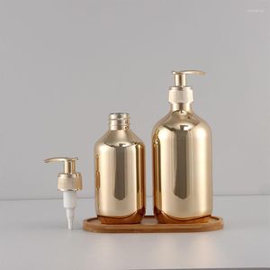 Storage Bottles 300ml Empty Shampoo Shower Gel Plastic Gold Soap Dispenser Bottle Kitchen Bathroom Refillable Liquid Container