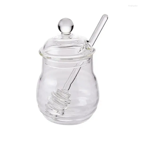 Bouteilles de stockage Pot de miel de 300 ml avec verre Dipper Beehive Ho-ney Pot Clear Honeycomb Tank Outils de cuisine pour la maison de mariage Farmhouse