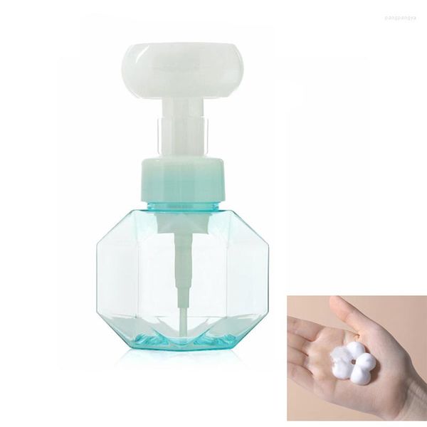 Bouteilles de stockage 300ml Distributeur de savon liquide Forme de fleur Mousse Pompe à mousse Bouteille vide en plastique Gel douche transparent