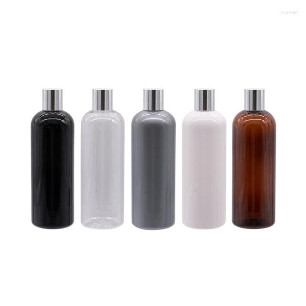 Bouteilles de stockage 300 ML X 20 plastique vide d'huile de soins personnels avec bouchon à vis en aluminium brillant emballage cosmétique conteneur de bouteille en PET