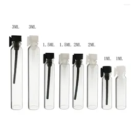 Bouteilles de rangement 300pcs Small Glass Perfume Bottle Mini Tester Fiales 1 ml 1,5 ml 2 ml 3 ml 2 ml Tubes à essai 3cc 3CC