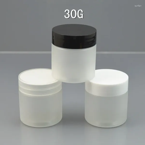 Bouteilles de stockage 30G bouteille en plastique givré PET/pot Pot crème pour les yeux/essence/hydratant/gel/sérum à ongles art/soin de la peau emballage cosmétique