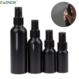 Bouteilles de stockage 30ml 50ml 100ml 150ml, bouteille vide Portable de voyage en aluminium noir, vaporisateur de parfum, conteneur d'emballage cosmétique