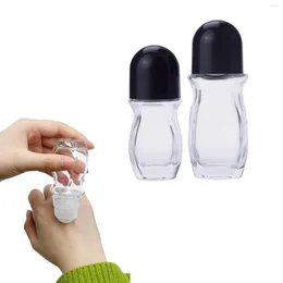Bouteilles de rangement 30 ml / 50 ml de verre rouleau sur la bouteille réutilisable des huiles essentielles ménagères de parfum divisés de voyage avec couverture