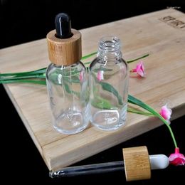 Bouteilles de rangement 30 ml en verre transparent bouteille de soins cosmétiques Produit de soins de la peau en bambou Bambou Couverture de grain d'huile essentielle Essence Emballage