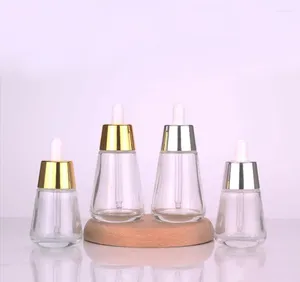 Bouteilles de stockage 30ml Clear Glass Dropper Bottle Lotion Emulsion Huile Essentielle Sérum Liquide Toner Eau de Toilette Soins de la Peau Emballage Cosmétique