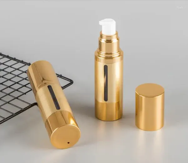 Botellas de almacenamiento 30 ml Loción de oro vacía Crema Bomba sin aire Botella cosmética BB CC Plástico Líquido Maquillaje Cosméticos Envase Embalaje SN106