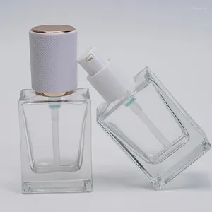 Bouteilles de rangement 30 ml de pompe vide en verre liquide de fond de teint liquide maquillage carré transparent rechargeable portable