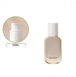 Bouteilles de stockage 30ml bouteille en verre d'or pompe blanche sérum/lotion/émulsion/fond de teint/essence toilette toner eau soins de la peau emballage cosmétique