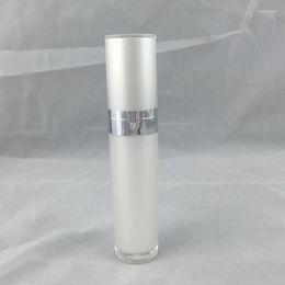 Botellas de almacenamiento de 30ml, botella acrílica redonda recta blanca perla, loción, suero, base, emulsión, esencia, cuidado de la piel, embalaje cosmético