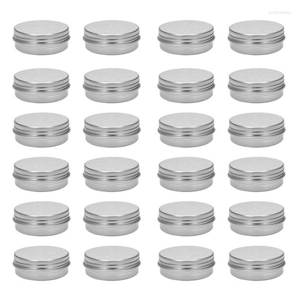 Bouteilles De Stockage 30Ml Argent Petits Récipients De Pots À Lèvres Ronds En Aluminium Avec Bouchon À Vis Pour Bougies Cosmétiques Ou Thé (Paquet De 2