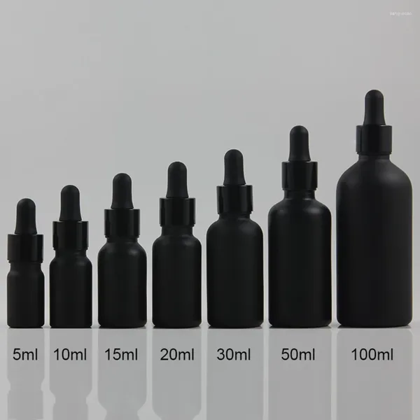 Botellas de almacenamiento 30 ml Botella cuentagotas de vidrio pequeña 1 oz Embalaje de líquido negro Venta bien