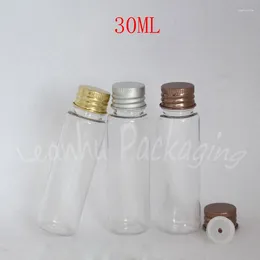 Bouteilles de rangement 30 ml bouteille en plastique transparent capuchon en aluminium 30cc Contage cosmétique vide lotion / gel de douche de toner