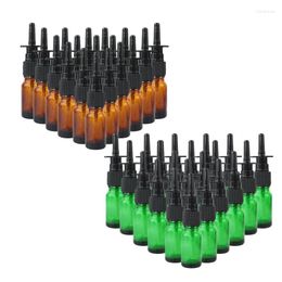 Opslagflessen 30 pack 10 ml Amber Nasal Spray Bottle Glass met fijne neusmist spuitspuitkop Lege Refilleerbare Verstreddering