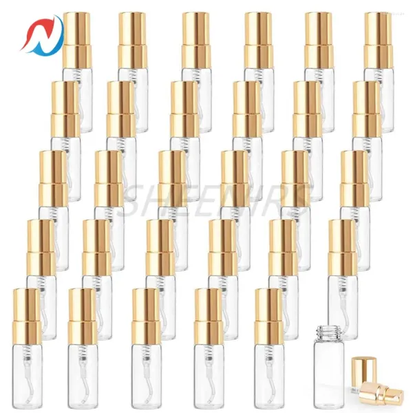 Botellas de almacenamiento 30pc 3ml Botella de vidrio de vidrio de niebla fina Mini viales de pulverización transparente Vacriéndose