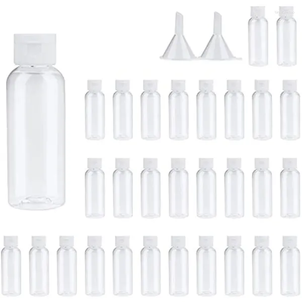 Bouteilles de rangement 30pcs 10 20 30 50 60ml Pet Plastic Plastic Lotion Bottle Small Spre Srecs Proof Échantillon Récipient d'échantillon avec flip capu