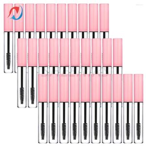 Bouteilles de rangement 30pcs 10 ml de tubes de mascara vides roses en bouteille et baguettes à sourcils rechargeables huile de ricin pour récipient à récipient pour bricolage pour les cosmétiques