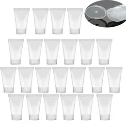 Bouteilles de rangement 30pcs 15/20/30/50 / 100 ml de tubes cosmétiques en plastique transparent vides récipient d'échantillon de voyage rechargeable pour le corps de shampooing de lotion à la crème