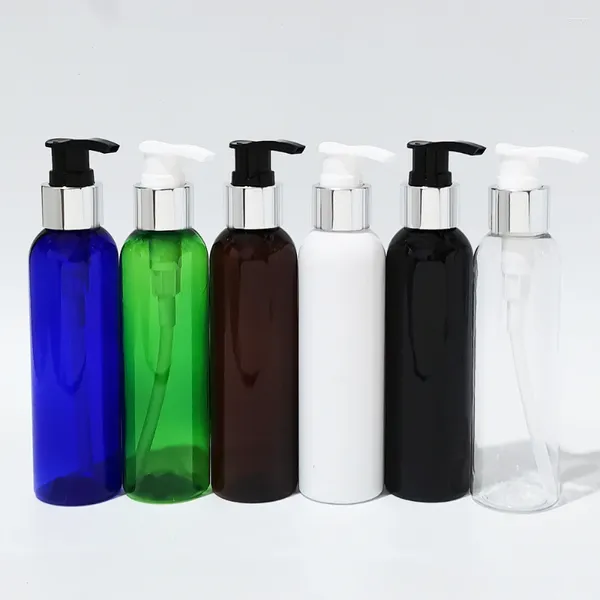Bouteilles de rangement 30pcs 150 ml bouteille cosmétique de bricolage en plastique utilisé pour les outils de soins de soins de la peau pour animaux de compagnie de savon liquide Pompe de lotion en argent
