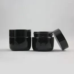 Bouteilles de rangement 30pcs 15g pot crème en verre brun profond avec couvercle en aluminium noir cosmétique vide pour les yeux mini